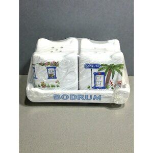 Bodrum Ceramic Salt & Pepper Shakers Set Hand-Painted